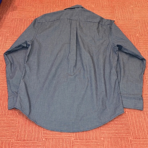 Izod men’s size medium navy blue Checkered cotton blend long sleeve button Shirt - Picture 6 of 16